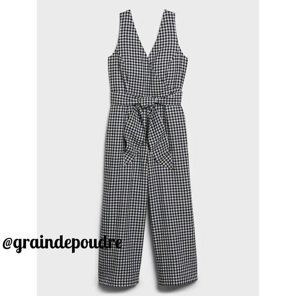 NWT Banana Republic B&W Gingham Checkered Jumpsuit XS